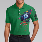 Billiards Green American Flag Polo Shirt, Unique Billiards Shirt For Men, Cool Gift For Pool Players