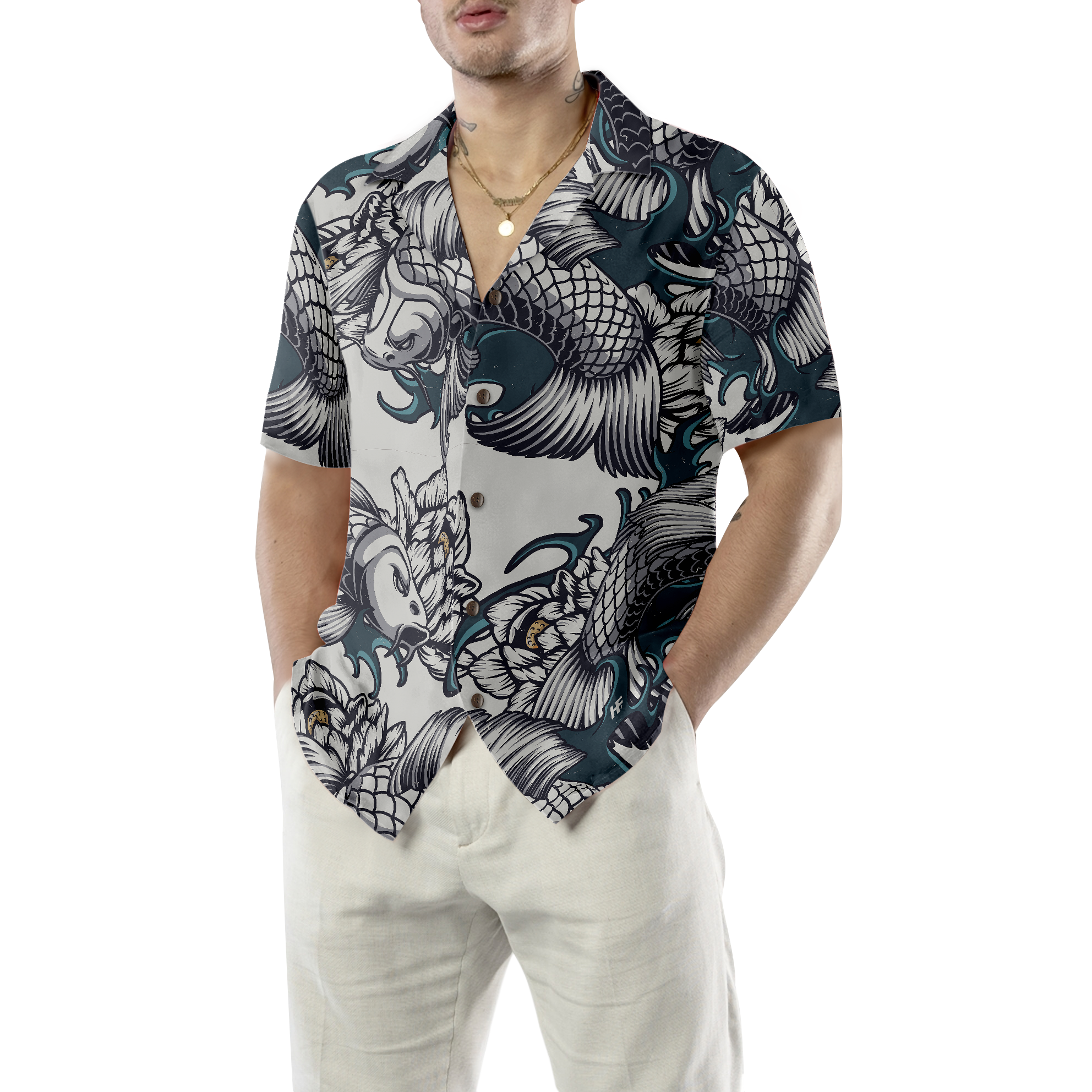 Traditional Floral Fish Hawaiian Shirt