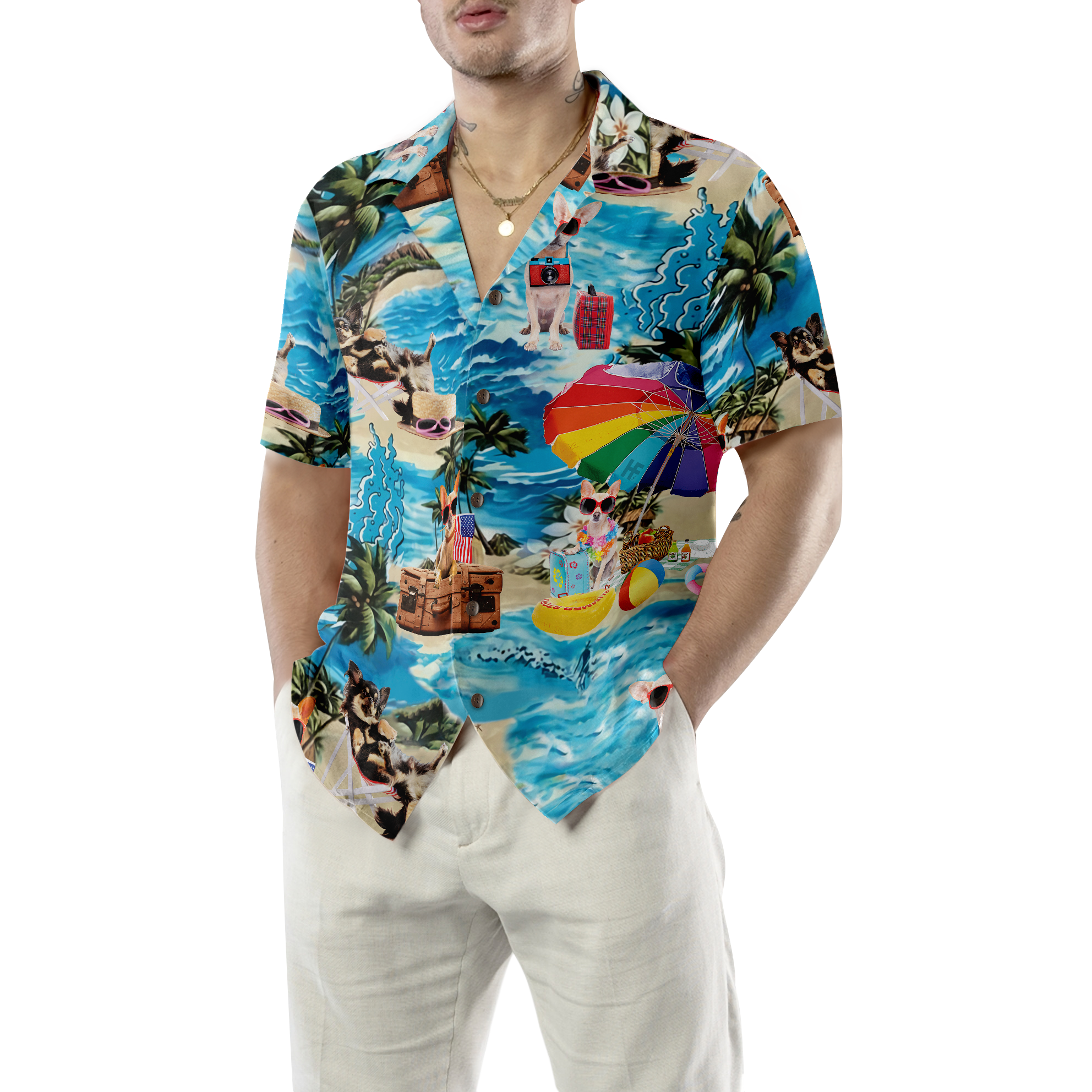 Funny Chihuahua Beach Shirt Hawaiian Shirt
