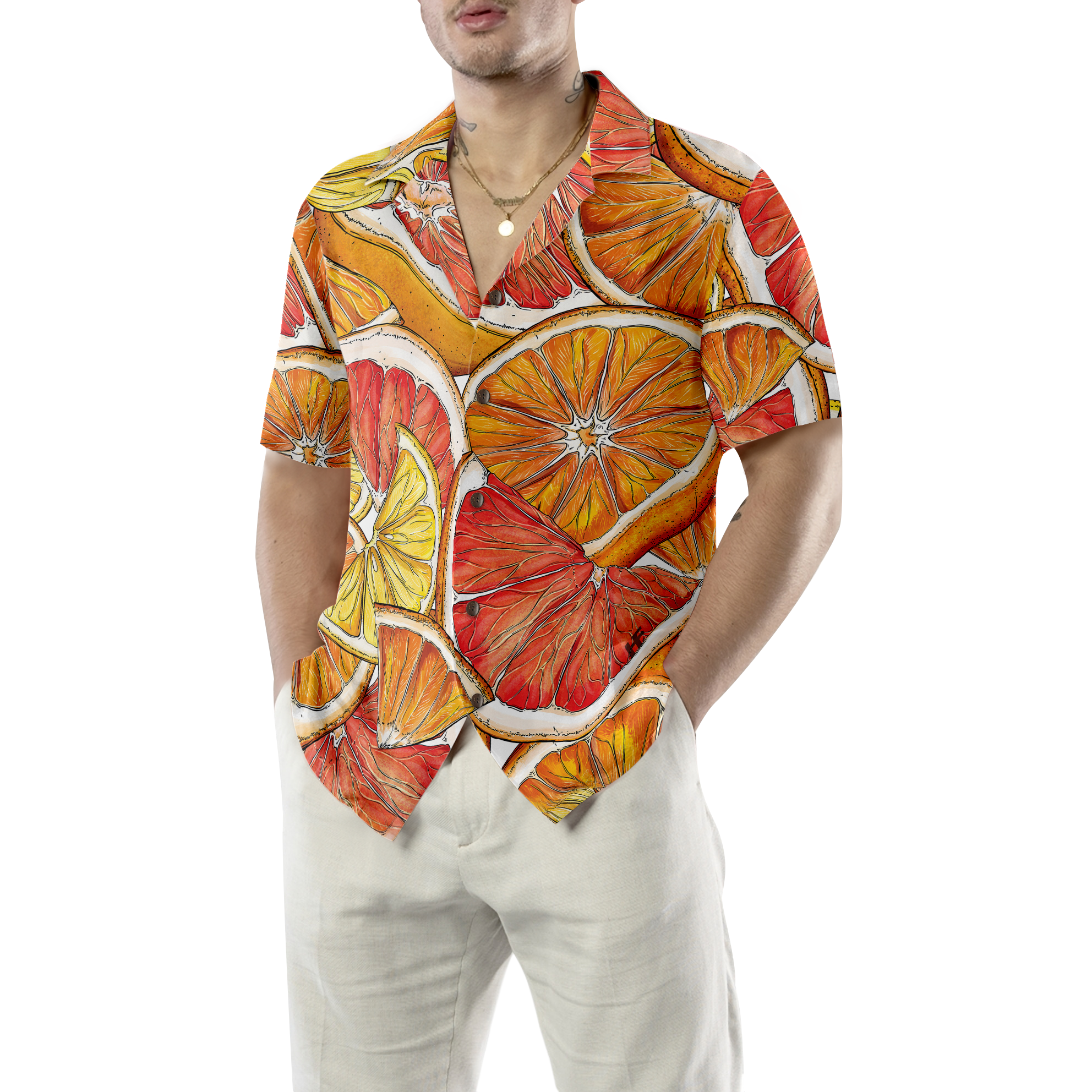 Luxury Summer Lemon & Orange Hawaiian Shirt