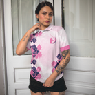 Never Underestimate A Dog Mom Golf Girl Short Sleeve Women Polo Shirt, Pink Argyle Pattern Golf Shirt, Golf Gift For Dog Lovers