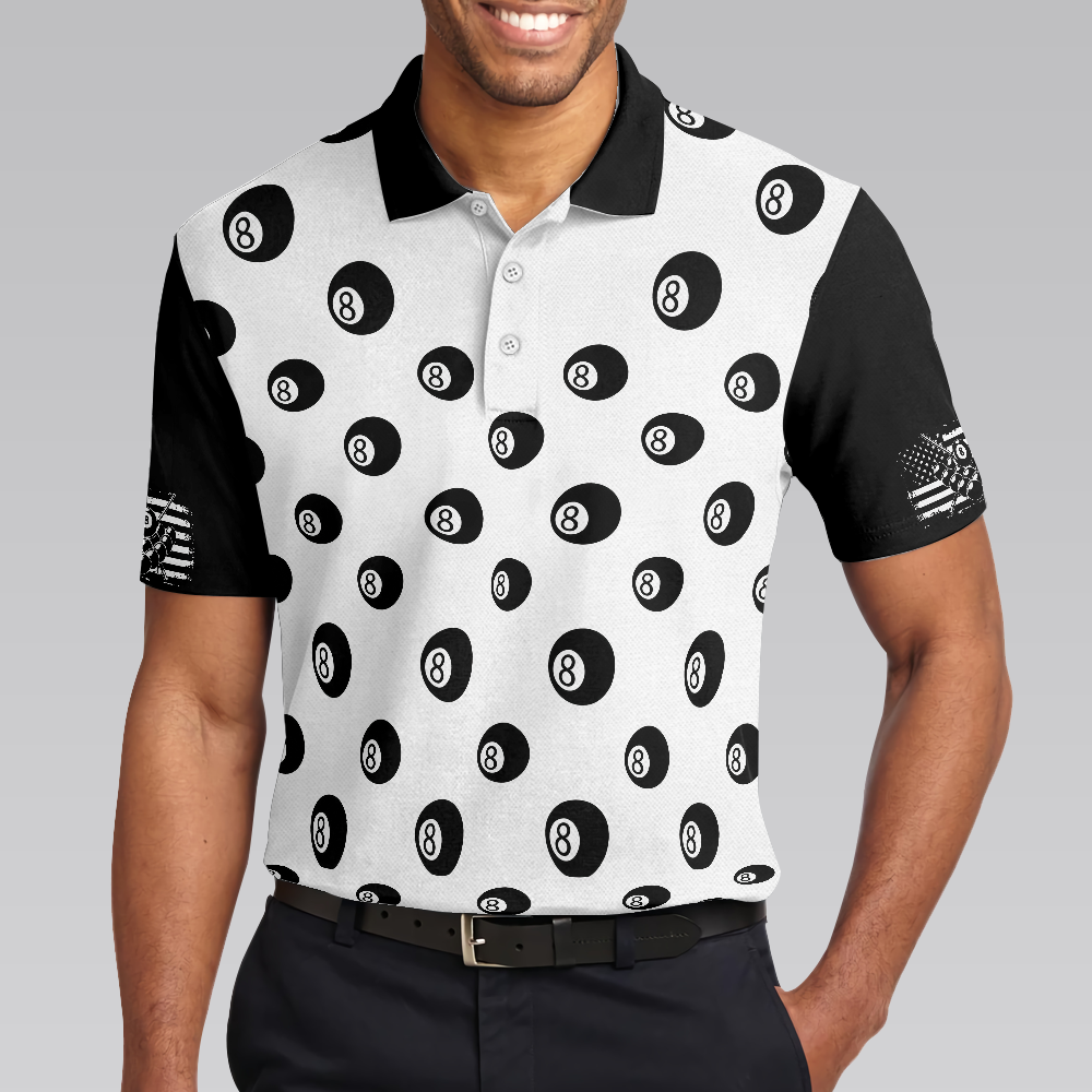 Don't Mess With Poolasaurus Polo Shirt, Billiards Ball Pattern Shirt For Male Players, Simple Billiards Shirt Design