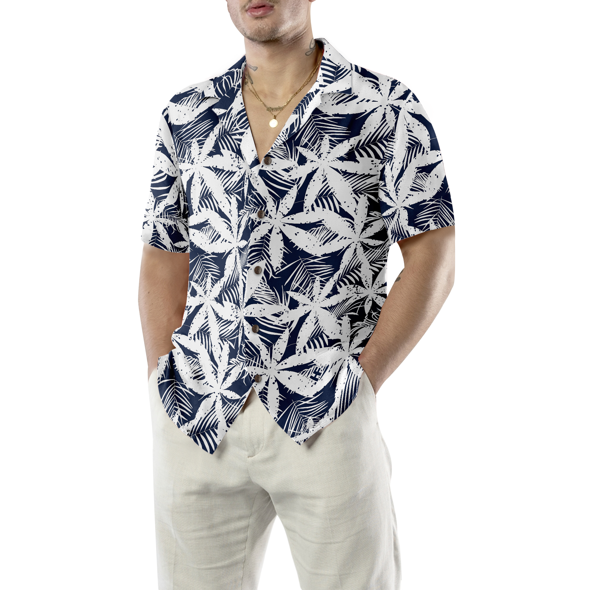 Tropical Palm Tree Cannabis Marijuana Hawaiian Shirt