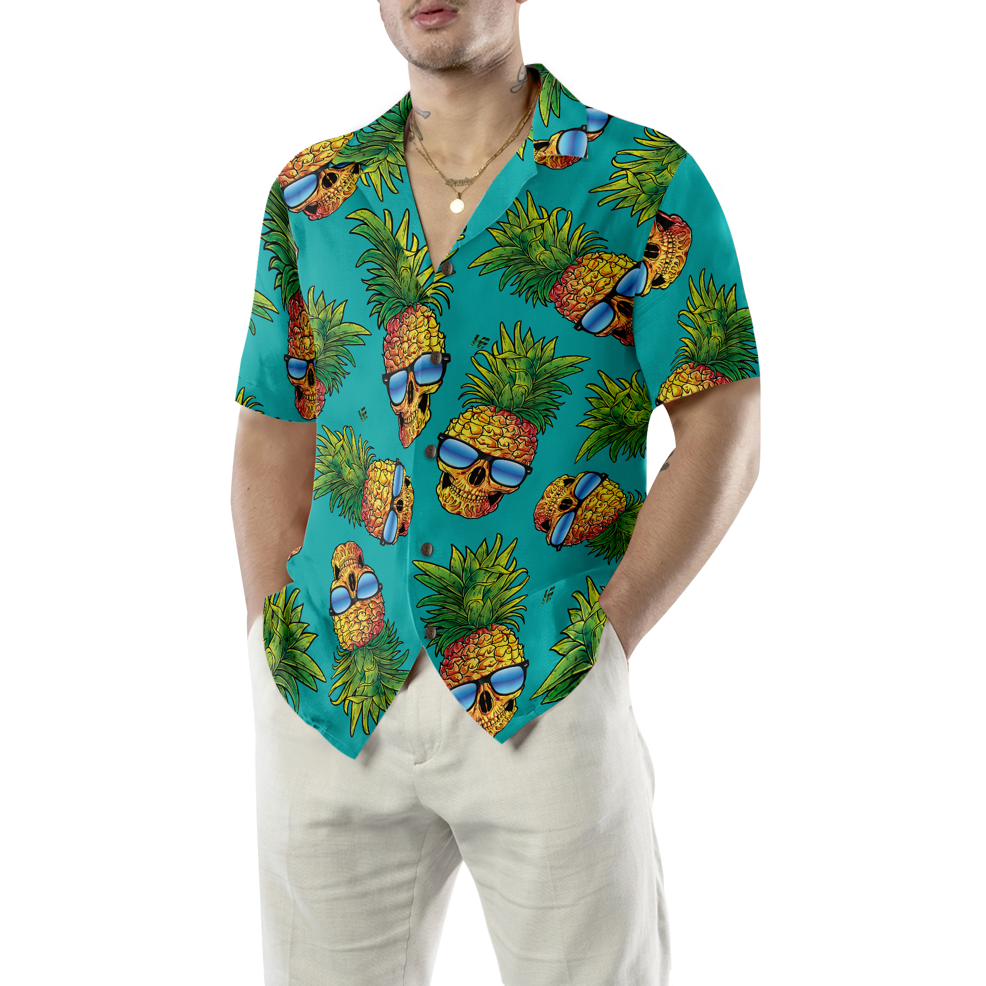 Pineapple Skull & The Tropical Leaves V2 Hawaiian Shirt
