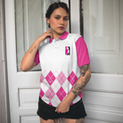 I Never Lose At The 19th Hole Golf Short Sleeve Women Polo Shirt, White And Pink Golf Shirt For Ladies
