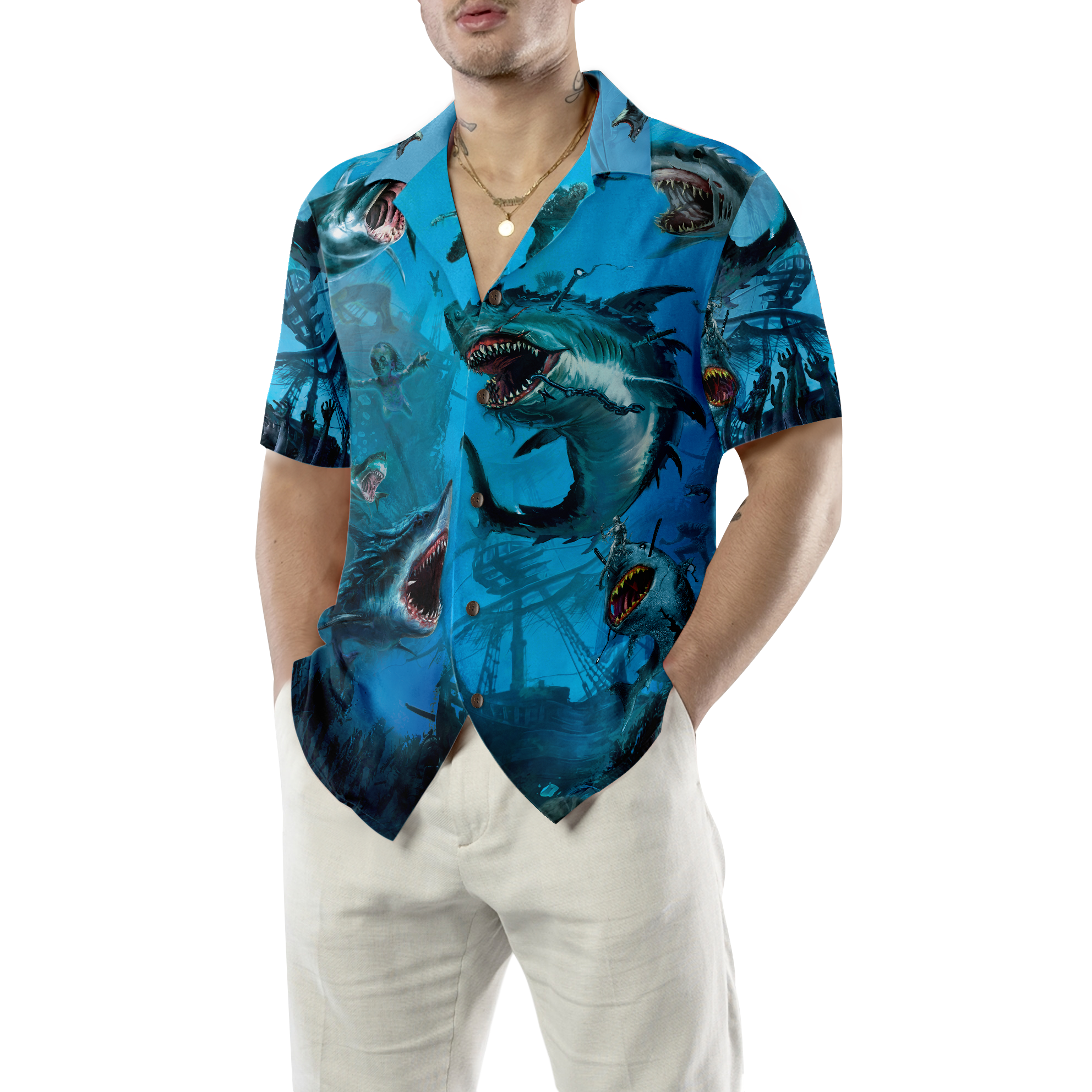 Shark Under The Sea Hawaiian Shirt