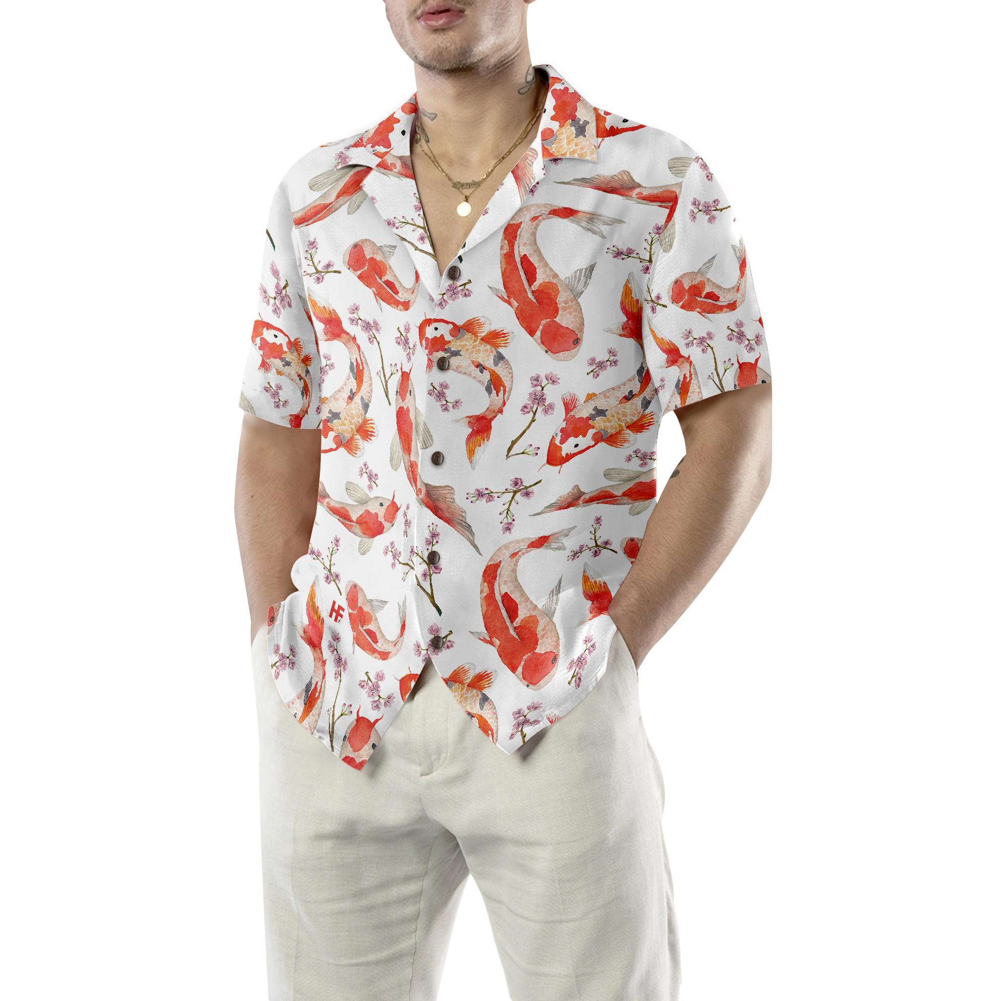Koi Fish And Cherry Blossom Hawaiian Shirt