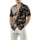 Gothic Winged Skull Hawaiian Shirt, Black And White Skull Pattern Hawaiian Shirt