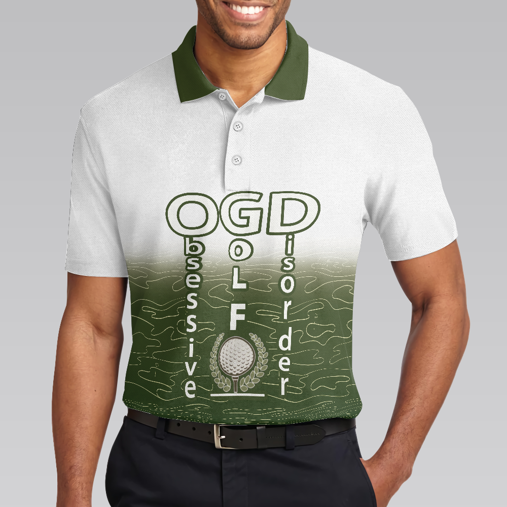 Obsessed With Golf Polo Shirt, White And Green Golf Shirt For Men, Cool Gift For Golfers