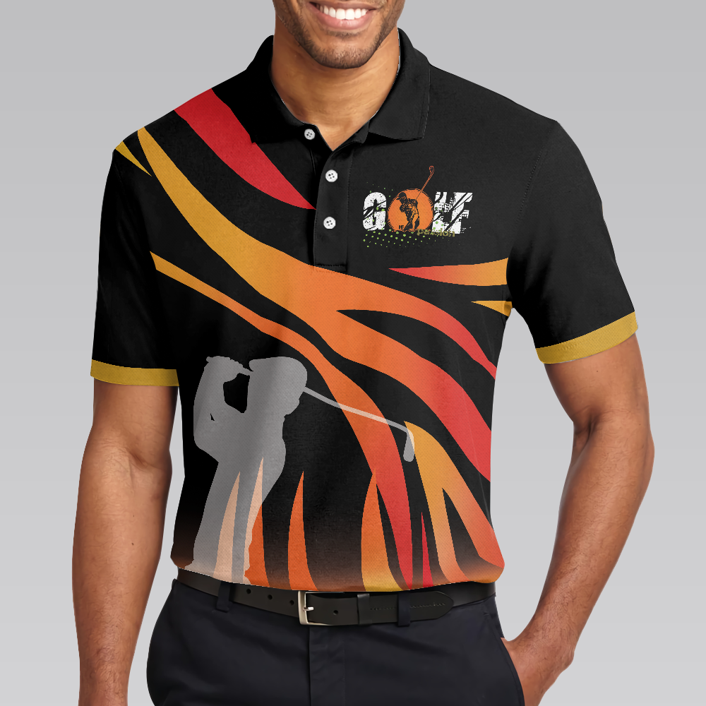 Golf In Passion Golf Polo Shirt, Black Flame Golf Shirt For Men, Cool Gift For Golfers