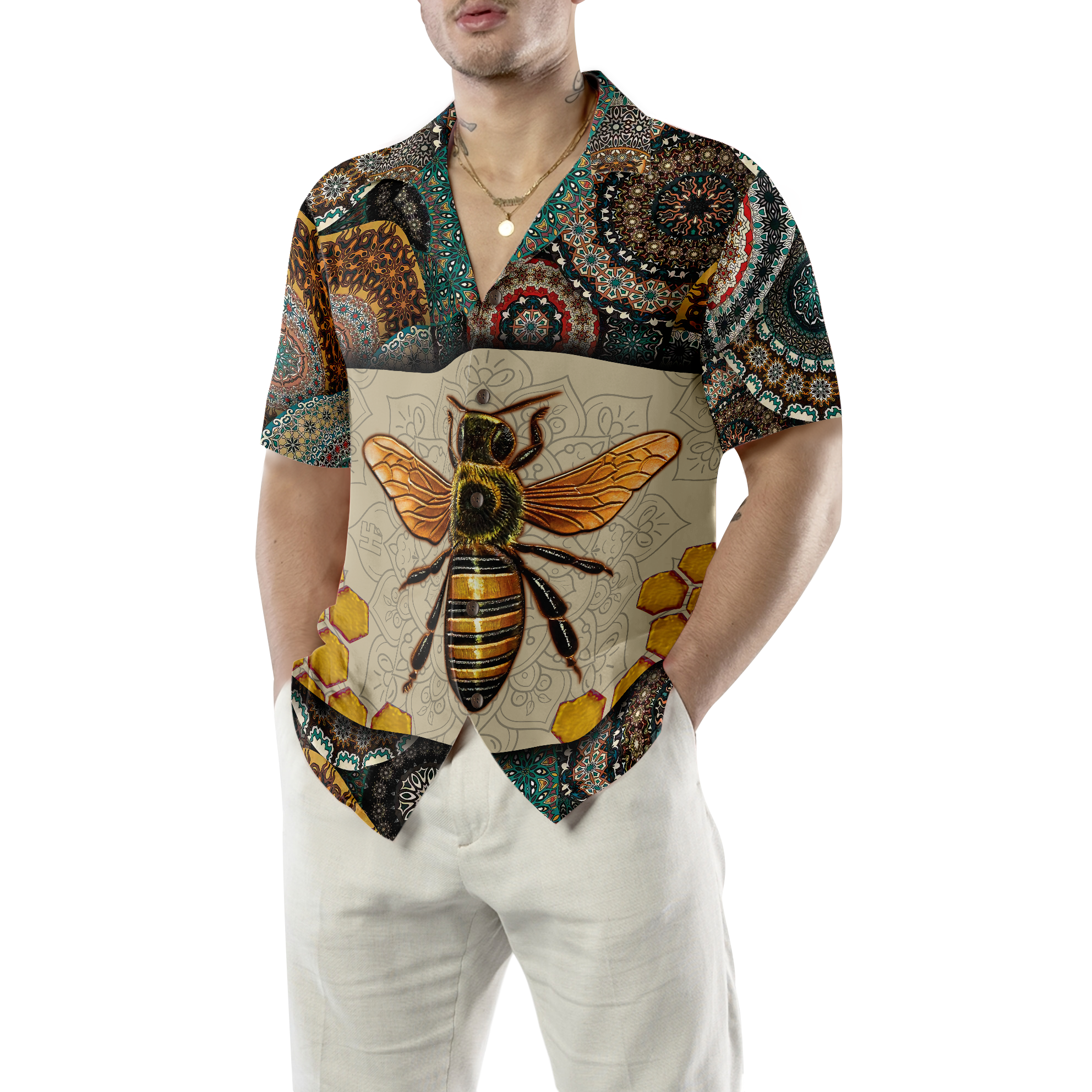 Boho Mandala Bee Hawaiian Shirt