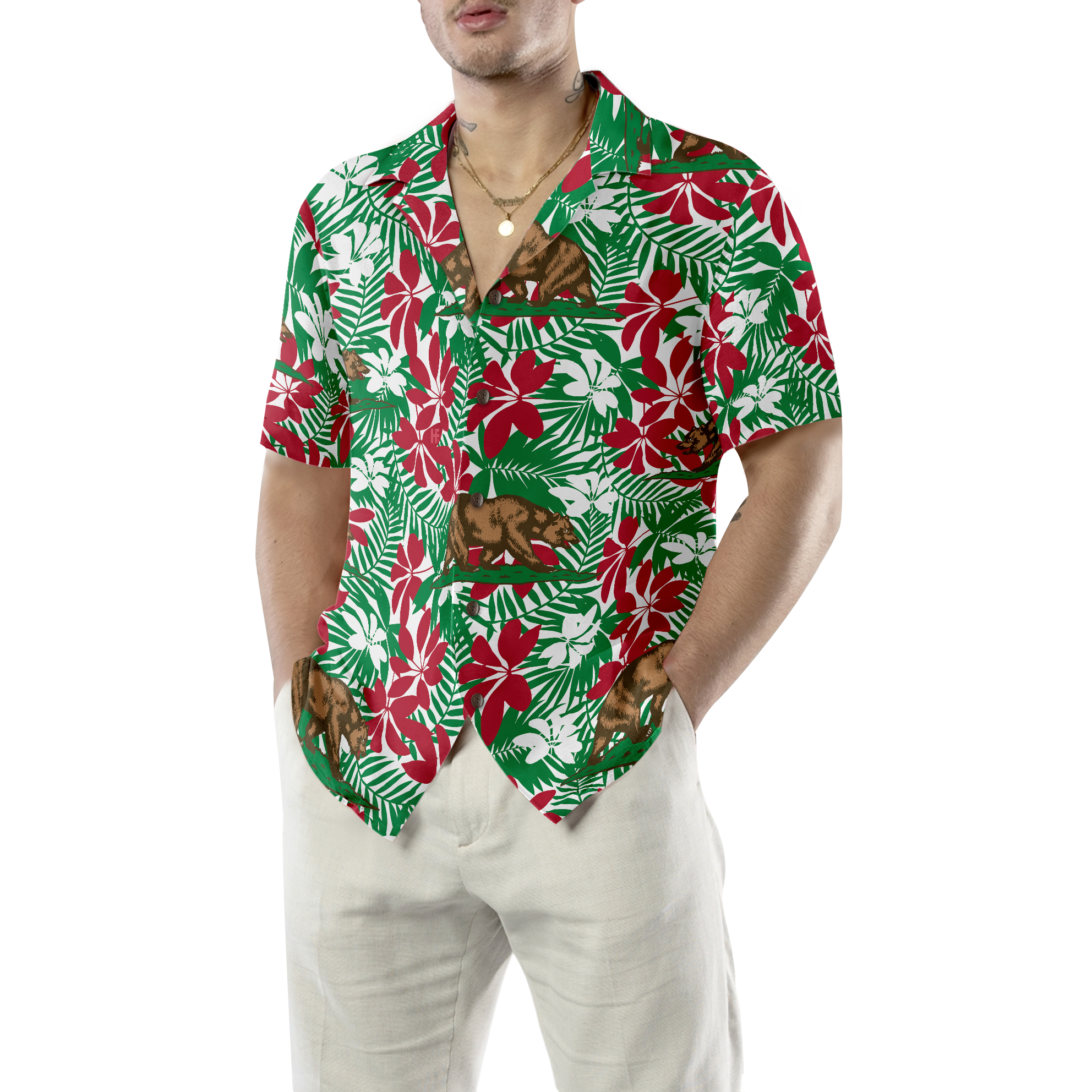 California Flag Seamless Pattern USA Hawaiian Shirt