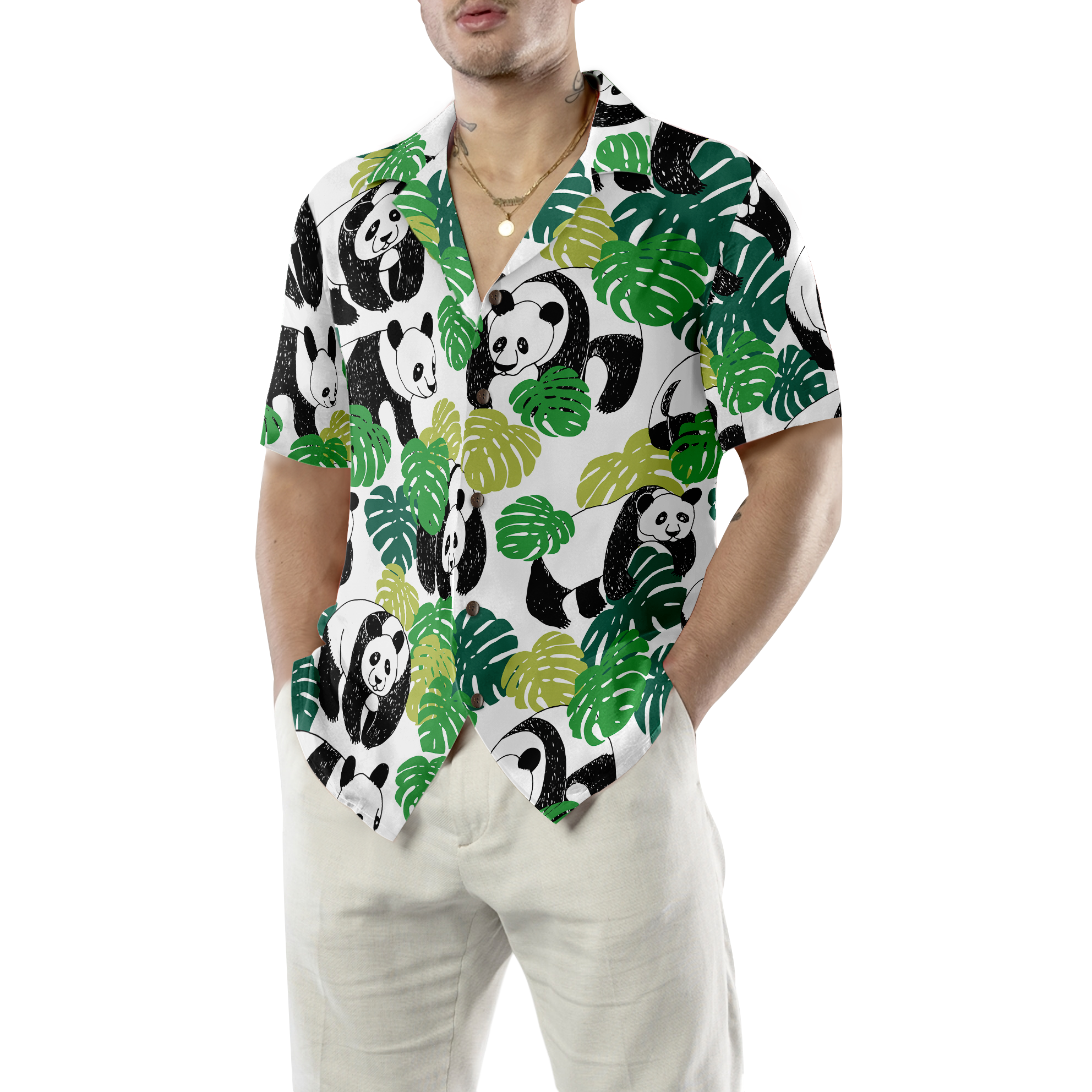 Panda Leaves Hawaiian Shirt