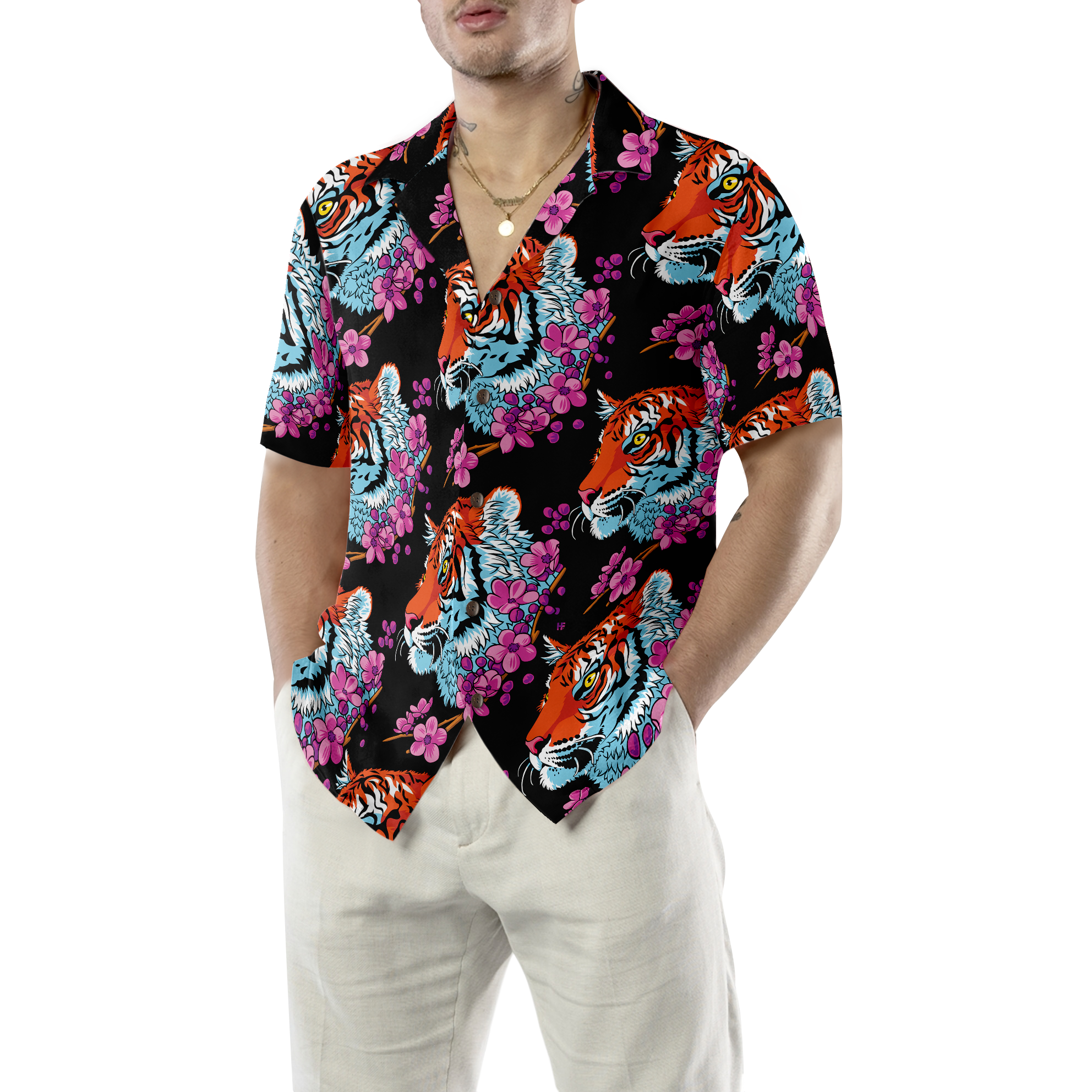 Sakura Tiger Shirt For Men Hawaiian Shirt