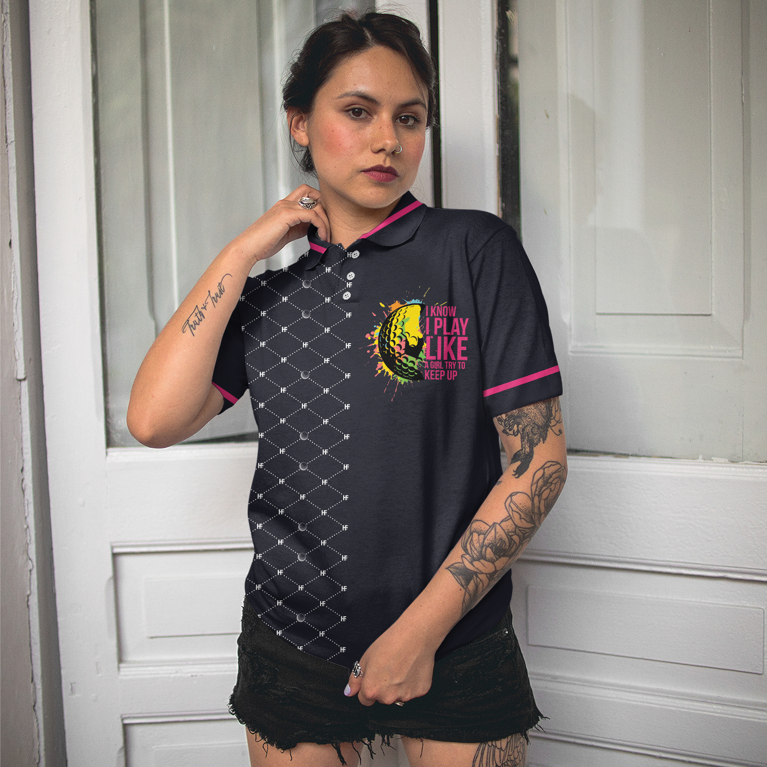 Play Like A Girl Golf Women Shirt V1 Short Sleeve Women Polo Shirt