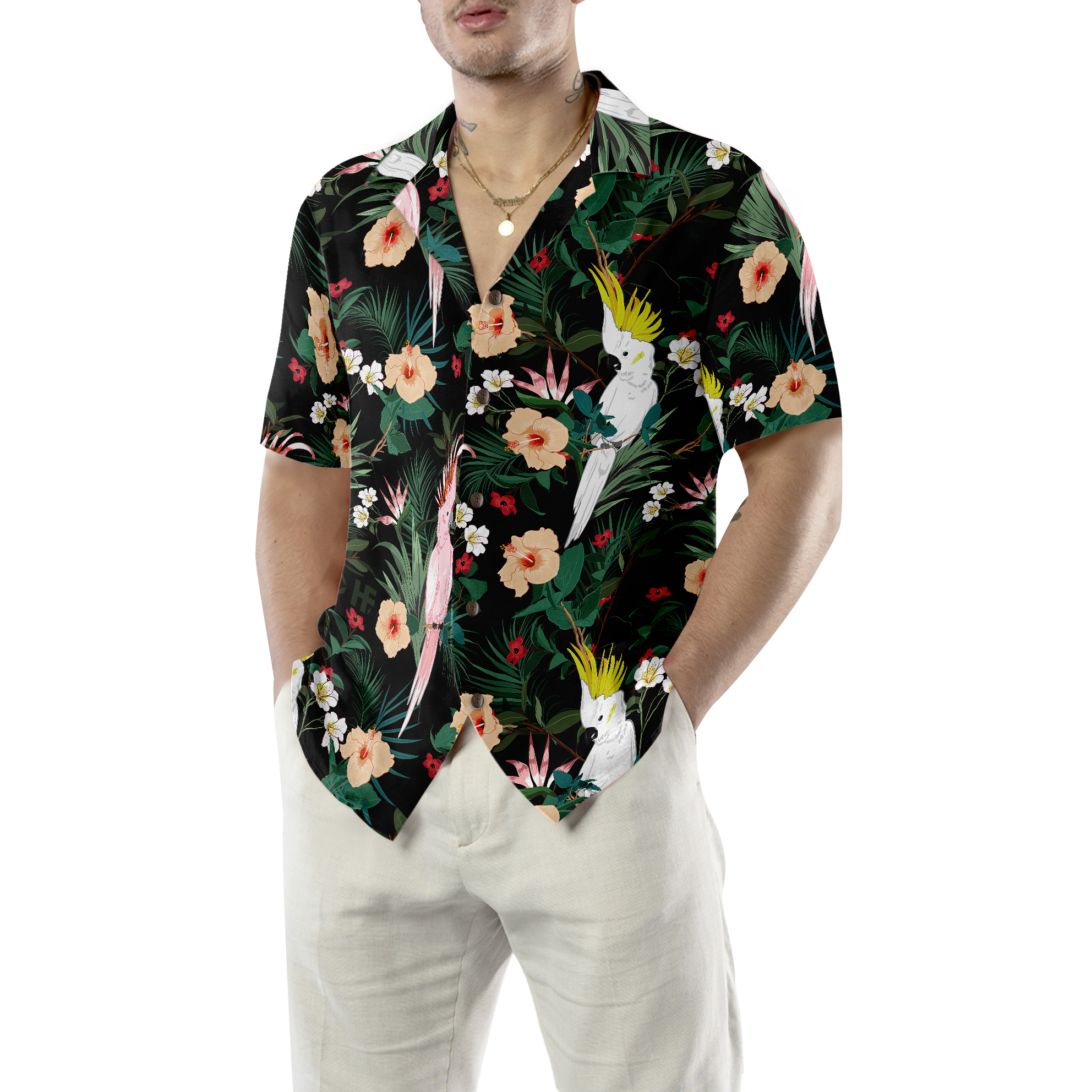 Tropical Floral Parrot Hawaiian Shirt