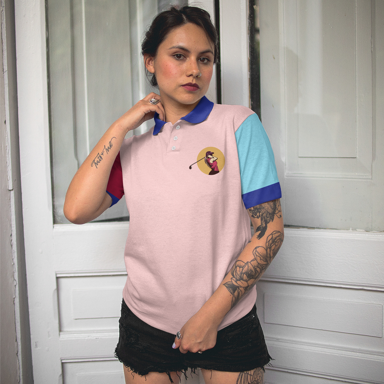 Never Underestimate A Girl Who Plays Golf Unique Design Golf Short Sleeve Women Polo Shirt, Cool Golf Shirt For Ladies