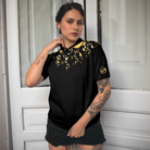 Elegant Gold Pattern Queen Of The Green Golf Short Sleeve Women Polo Shirt, Unique Female Golf Gift
