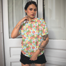 Tropical Flowers Pattern Short Sleeve Women Polo Shirt