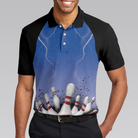 Spare No One Bowling Polo Shirt, Black And Blue Tenpin Bowling Shirt For Men, Cool Bowling Gift Idea