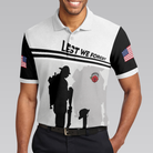 Lest We Forget Polo Shirt, Military Veteran American Flag Golf Shirt For Men