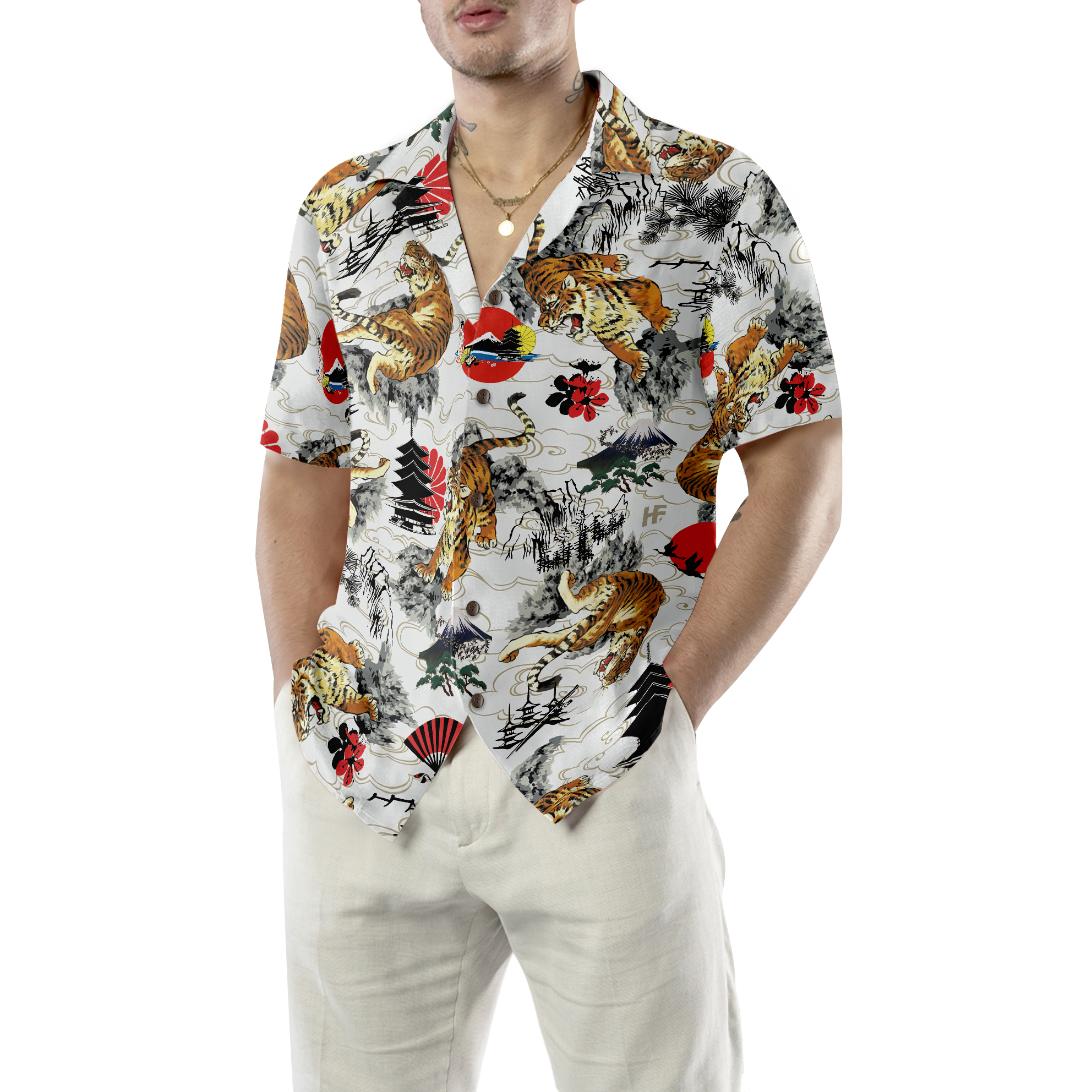 Japanese Tiger Tattoo Shirt For Men Hawaiian Shirt