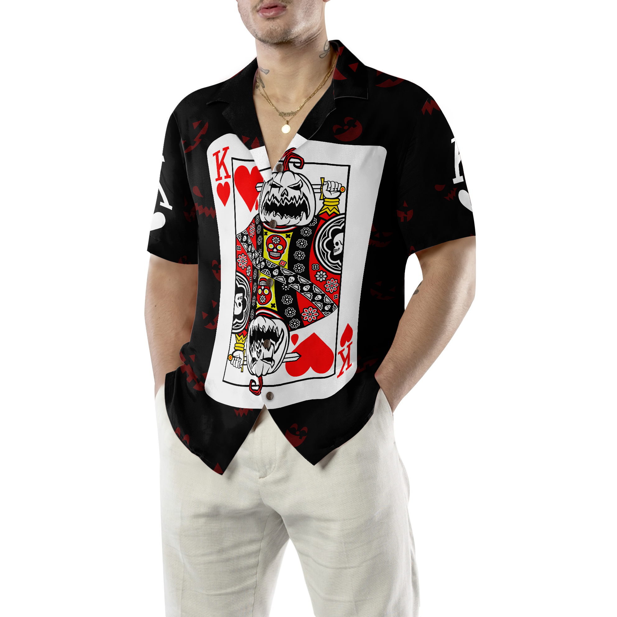 Halloween Pumpkin King Card Hawaiian Shirt
