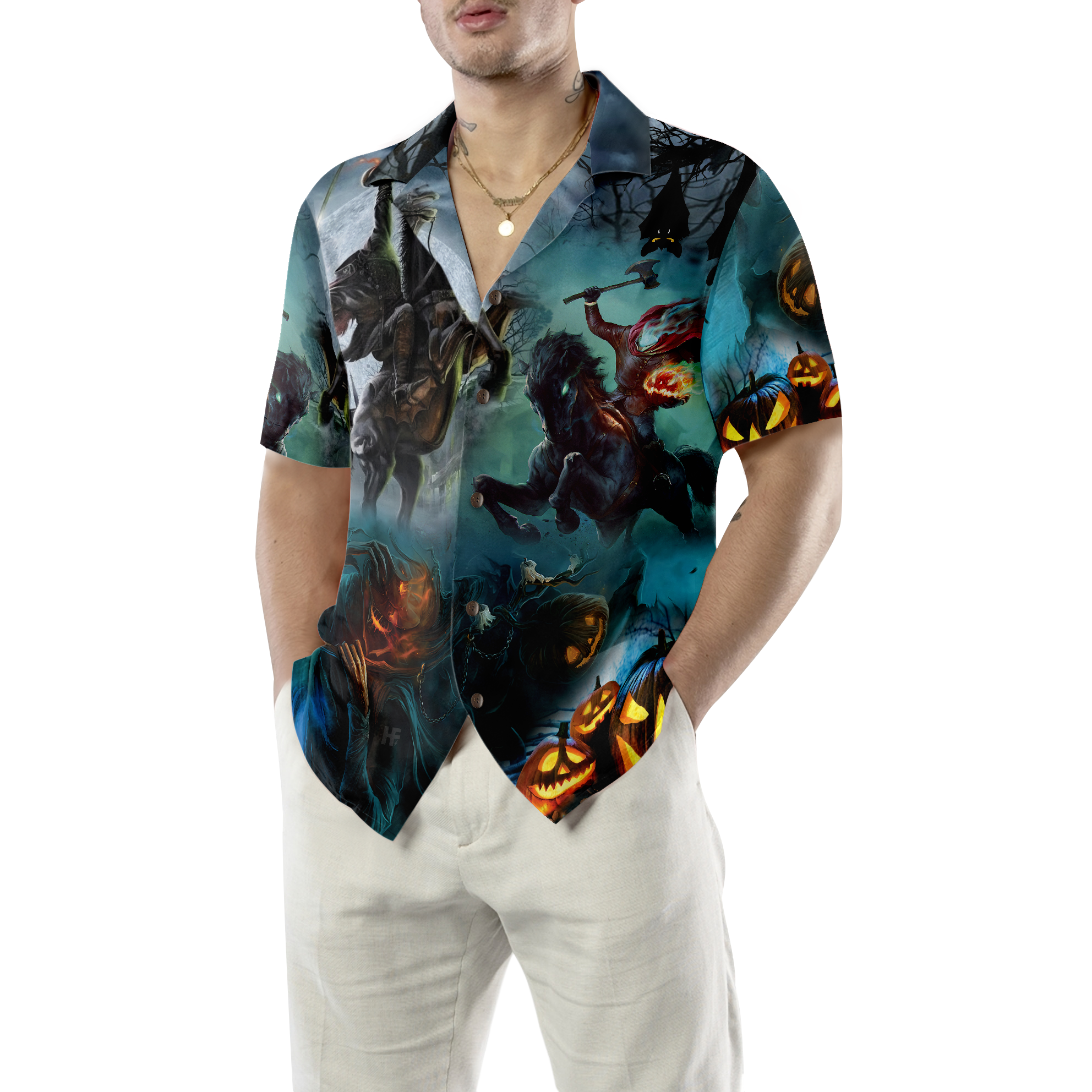 Headless Horseman Halloween Shirt For Men Hawaiian Shirt