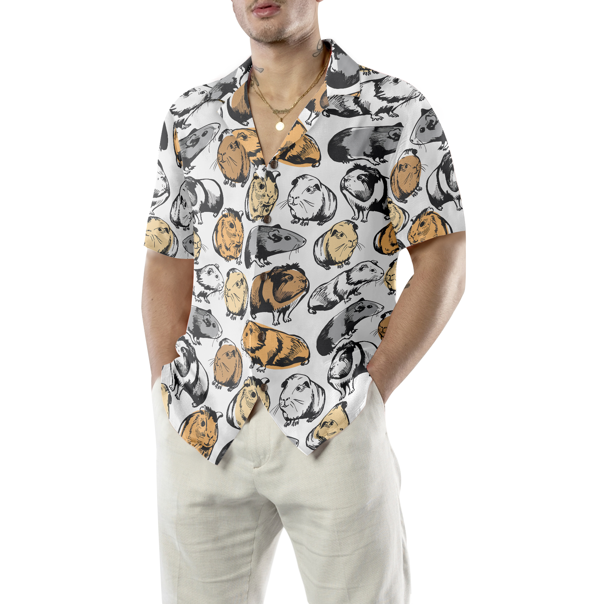 Guinea Pig Seamless Pattern Hawaiian Shirt