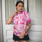 Seamless Pink Golfer Short Sleeve Women Polo Shirt, Unique Gift For Female Golfers