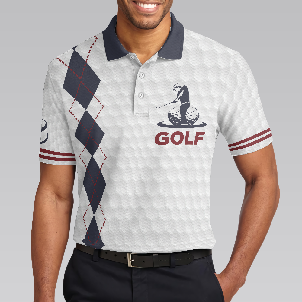 Life Is Short Swing Hard Golf Polo Shirt, Grey Argyle Polo Shirt For Golfers, Basic Golf Shirt Design