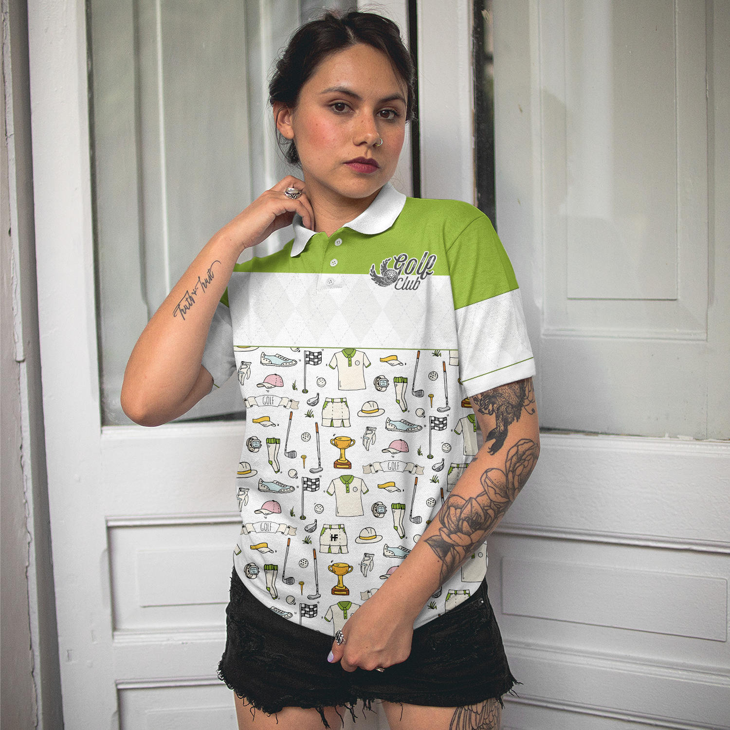 Golf Life In Green V2 Short Sleeve Women Polo Shirt