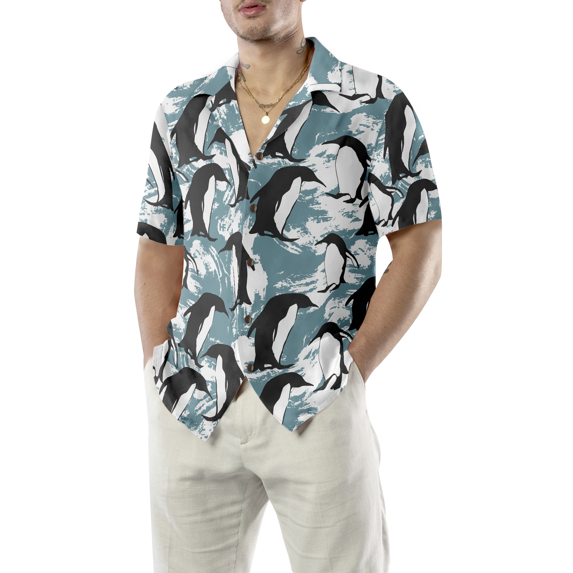 Penguin Seamless Pattern Shirt For Men Hawaiian Shirt