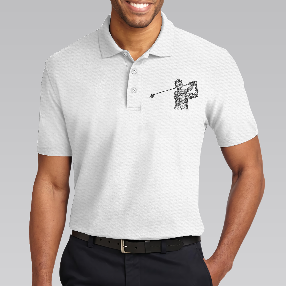 Playing Golf In My Head While Listening To My Wife Polo Shirt For Men, Black And White Astronaut Golfer Polo Shirt