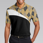 Just A Man Who Loves Golf & Beer Polo Shirt, Argyle Pattern Polo Style Golfing Shirt For Men, Best Drinking Golf Shirt - Hyperfavor
