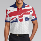 United Kingdom Flag Golf Texture Black Golfer Polo Shirt, Great Britain Jack Polo Shirt, UK Golf Shirt For Men