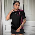 Faith Hope Love Angel Wings Breast Cancer Awareness Short Sleeve Women Polo Shirt, Pink Awareness Ribbon Polo Shirt For Ladies