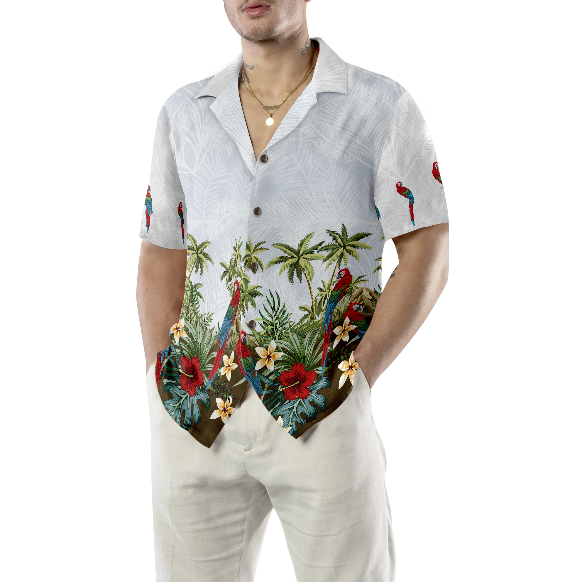 Tropical Island Parrot Shirt For Men Hawaiian Shirt