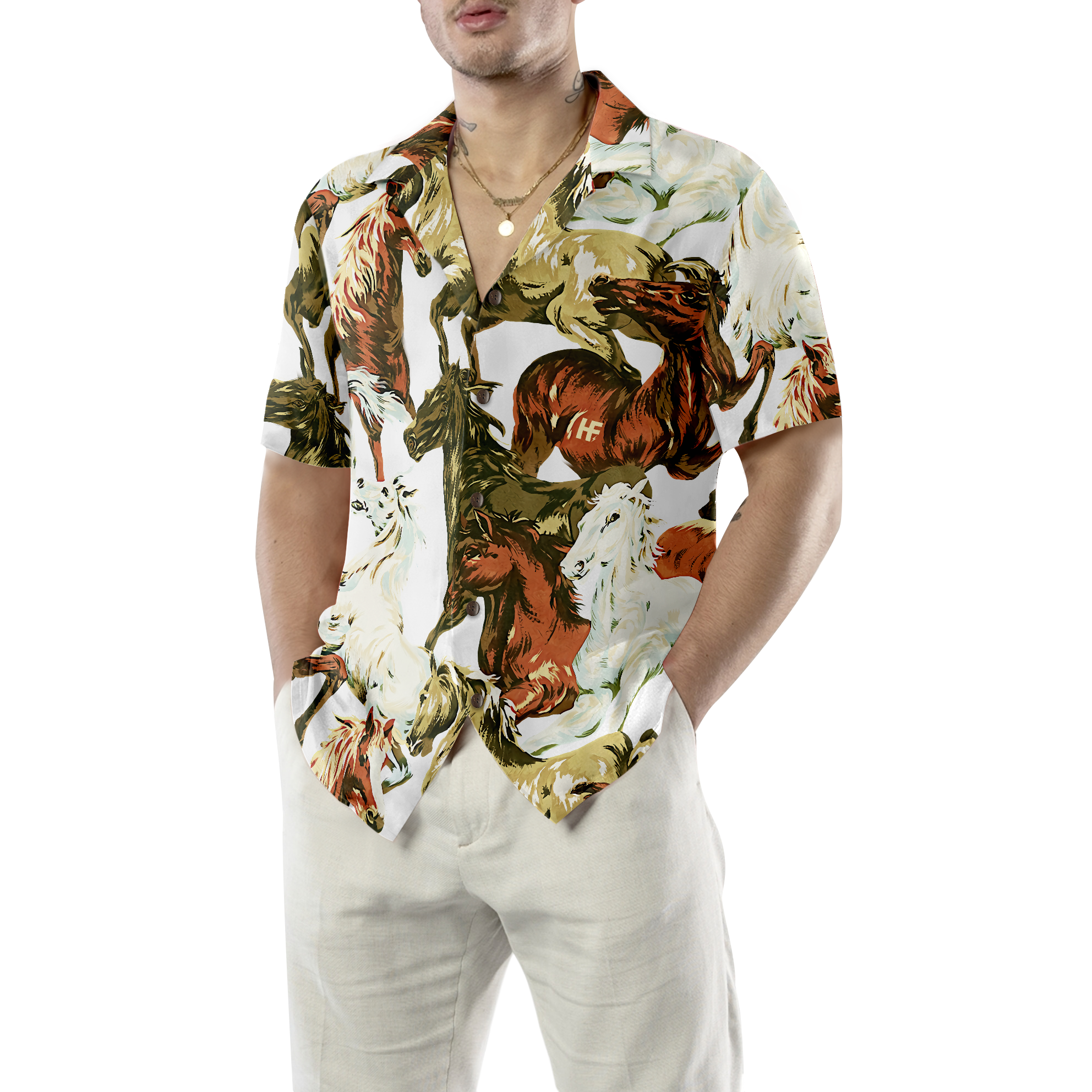 Horses Painting Shirt For Men Hawaiian Shirt