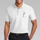 Things My Dad Love Golfing And Bourbon Whiskey Golf Polo Shirt, White Drinking Golfer Polo Shirt For Men