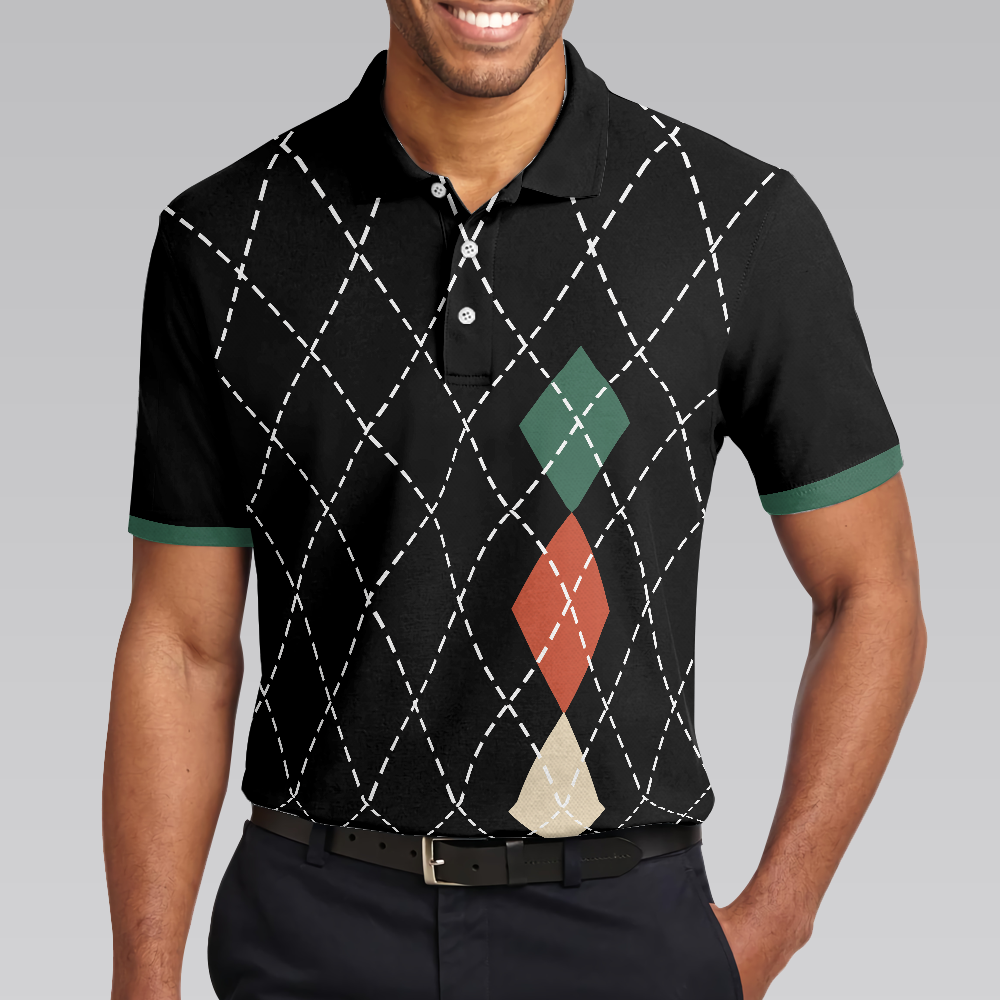 Best Dad By Par Polo Shirt, Best Argyle Pattern Golf Shirt For Male, Golf Gift Idea For Dad On Father's Day