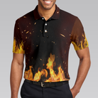 Pin Punisher Bowling Polo Shirt, Cool Flame Pattern Bowling Shirt Design For Male Bowlers, Best Bowling Shirt