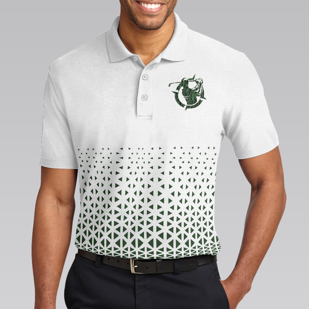 Golf Texture Aluminium Short Sleeve Polo Shirt, Triangle Geometric Polo Shirt, Best Golf Shirt For Men - Hyperfavor