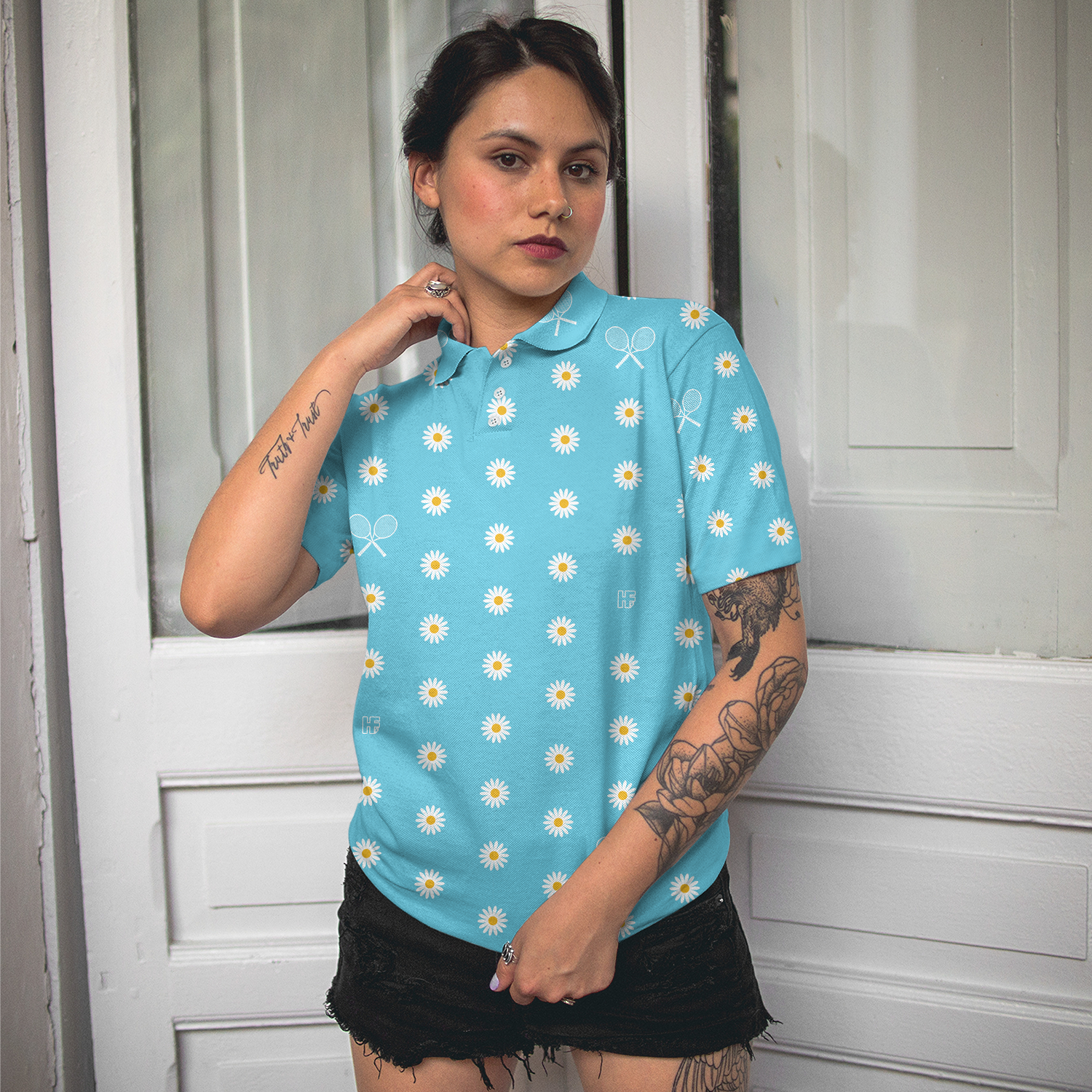 Daisy Tennis Shirt Short Sleeve Women Polo Shirt