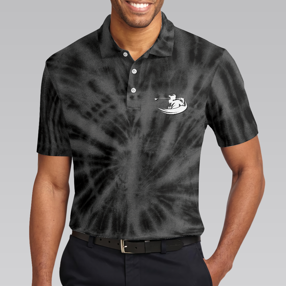 Golf Be The Best Golf Polo Shirt, Black Tie Dye Golf Shirt For Men