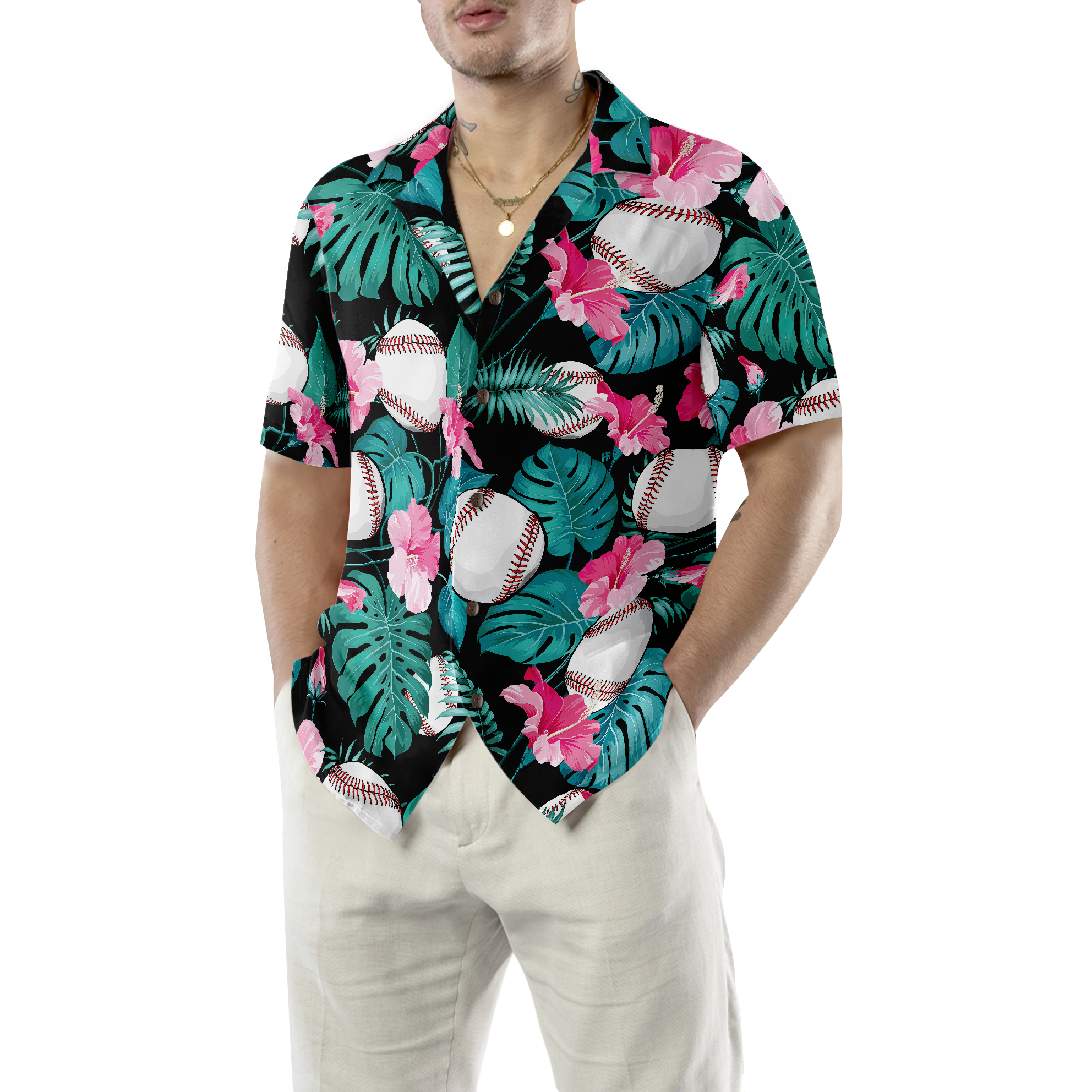 Tropical Flower Baseball Hawaiian Shirt
