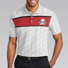 Bowling Skull Polo Shirt, Red And White Skull Bowling Shirt Design, Basic Shirt For Bowling Lovers