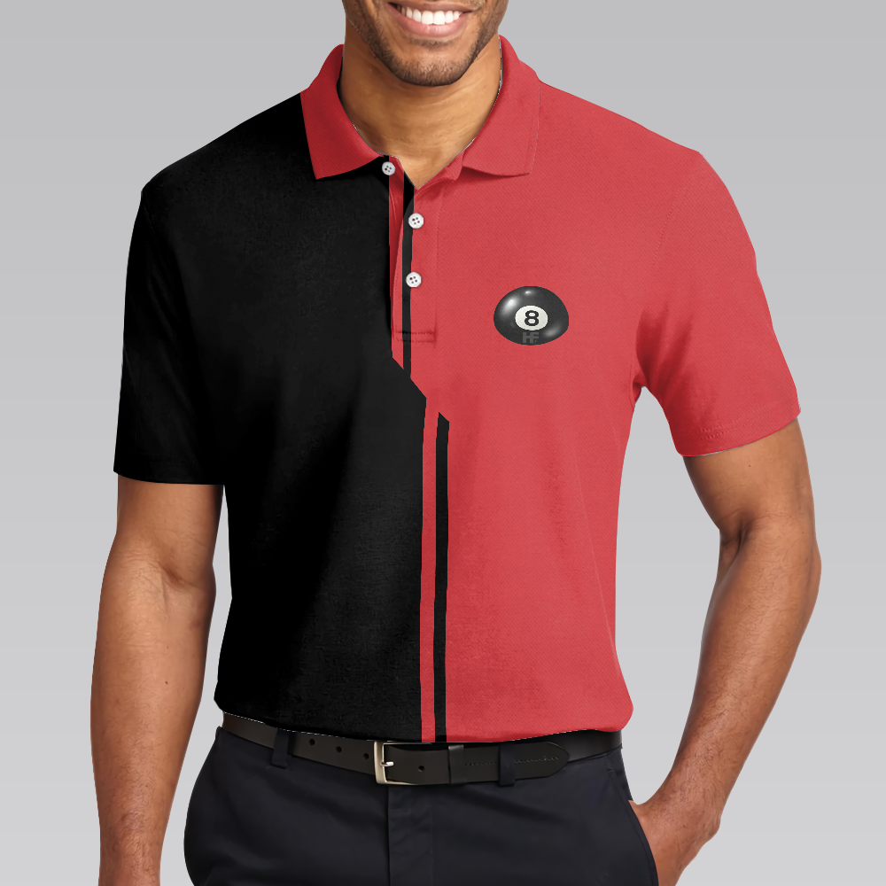 Aim Shoot Swear Repeat V2 Polo Shirt, Black And Red Billiards Shirt For Men, Gift For Billiards Lovers