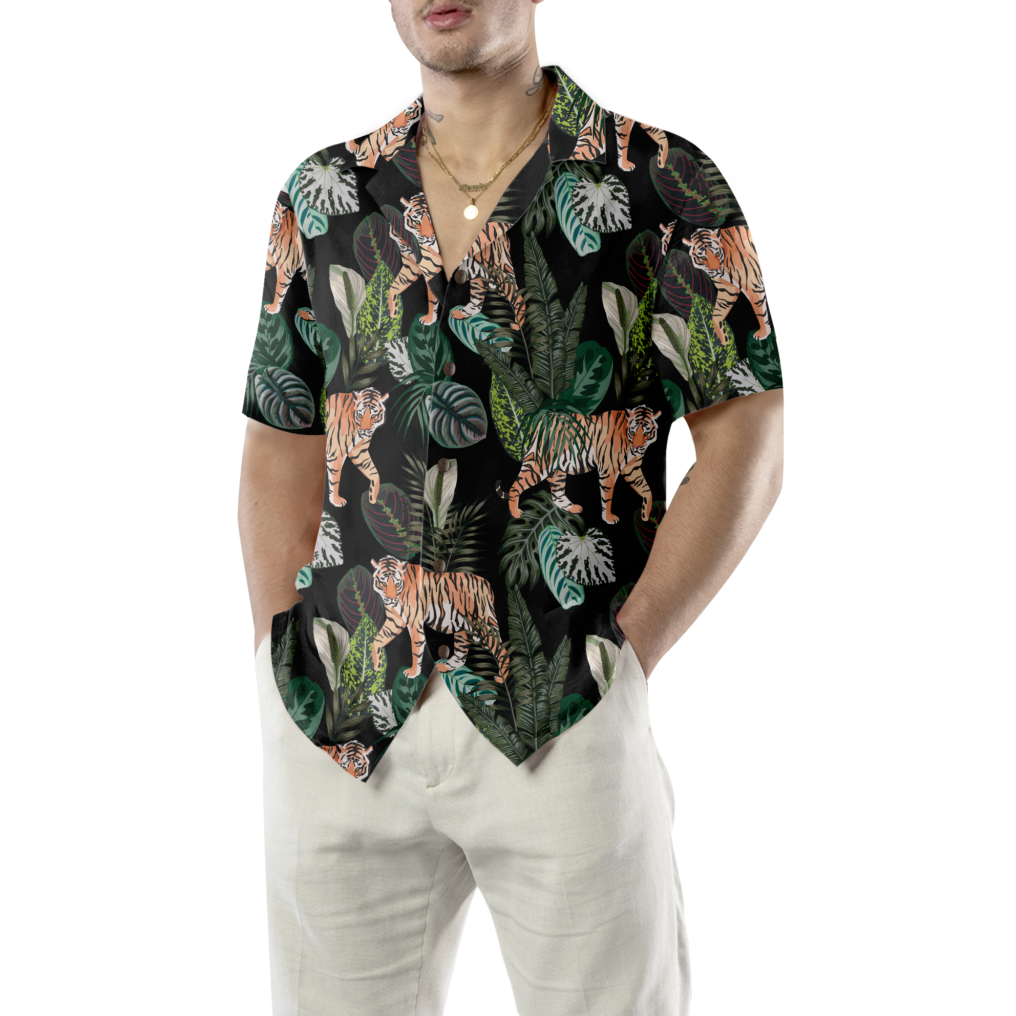 Dark Jungle Exotic Tiger Shirt For Men Hawaiian Shirt