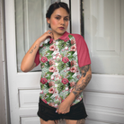Golf Ball On Tropical Flowers Background Short Sleeve Women Polo Shirt